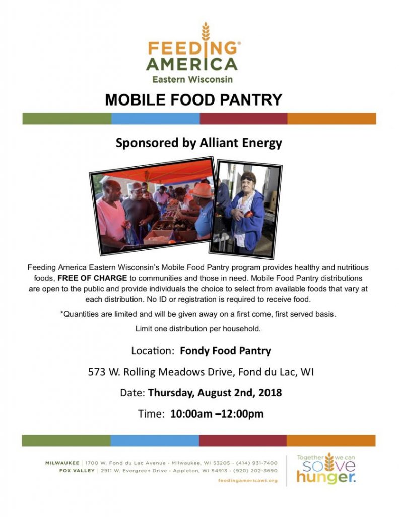 THURSDAY, August 2nd. Feeding America's Mobile Food Pantry visits Fondy ...