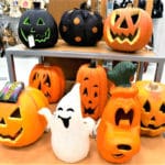 Foam plastic pumpkin Halloween decorations.