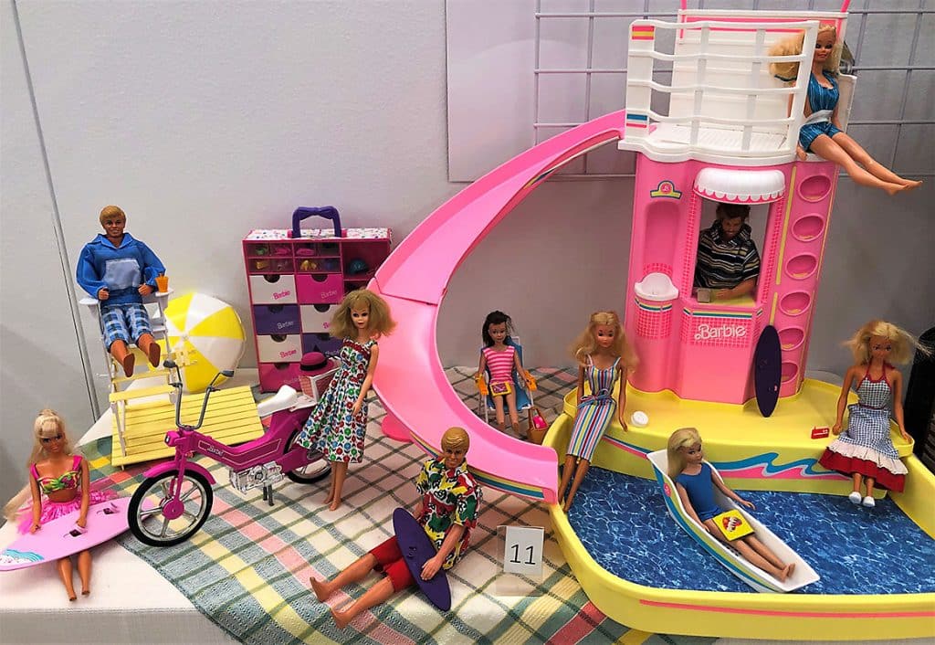 Barbie swimming pool playset and collection.