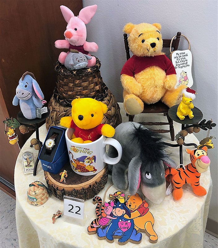 Winnie the Pooh plush dolls and collectibles.