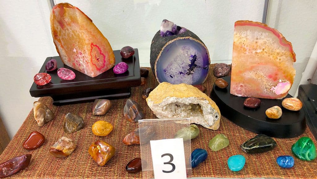 Colorful rocks and polished stones.
