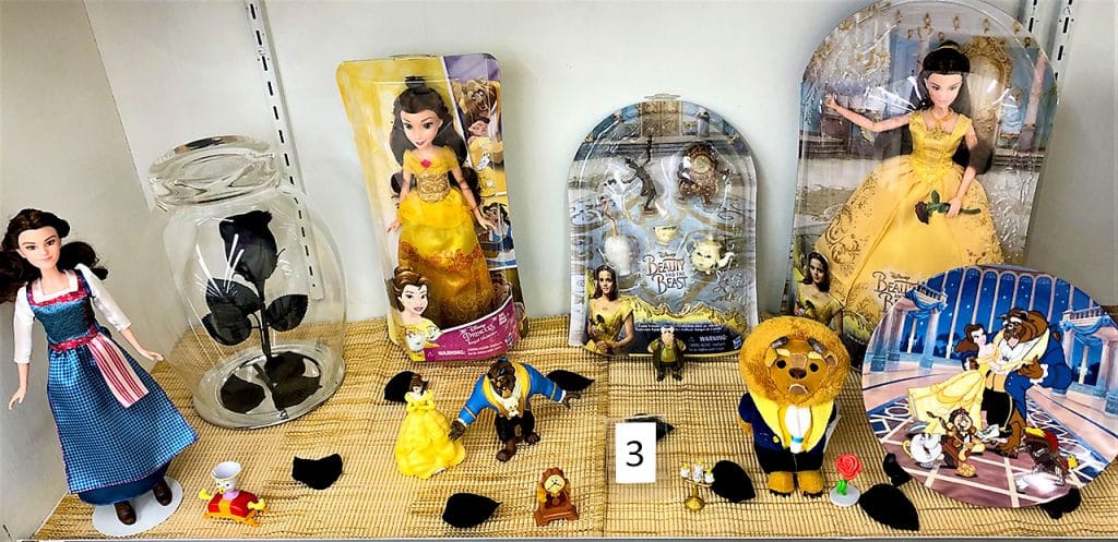 Beauty and the Beast dolls and toys.