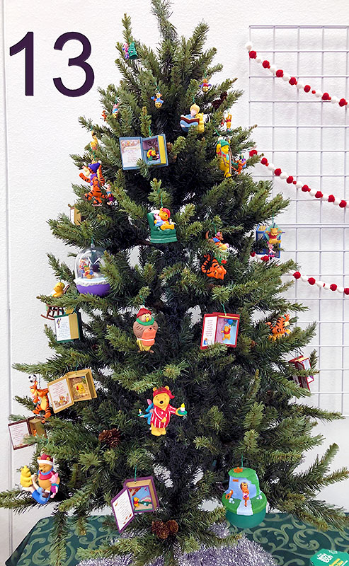 Winnie-the-Pooh Christmas tree and ornaments.