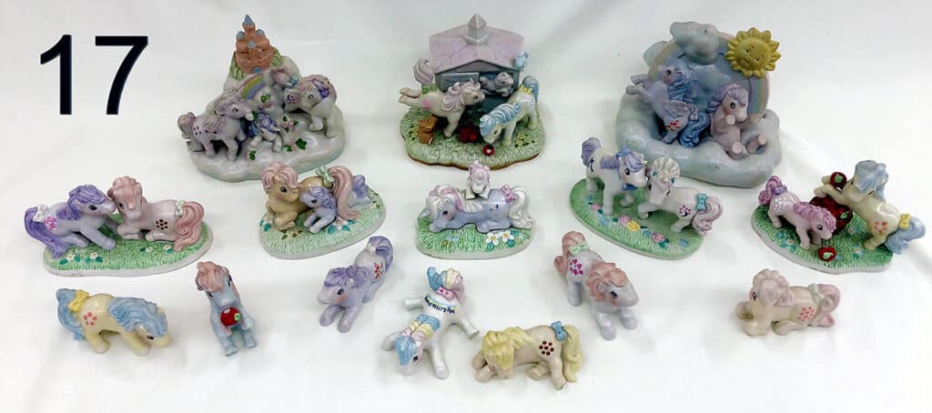 Ceramic pony figures.