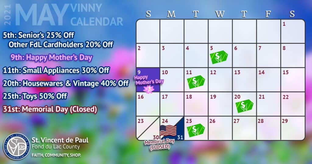 May 2021 Vinny Card Calendar.