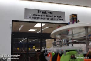 Thanks you for shopping SVDP Fond du Lac sign.