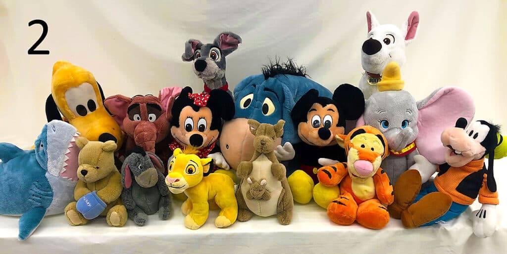 Disney Plush stuffed animals.