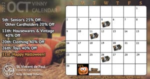 Vinny Card Calendar October 2022.