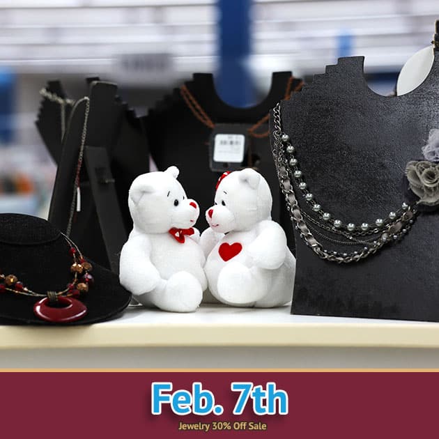 Jewelry 30% off sale in Fond du Lac on 02/07/23.