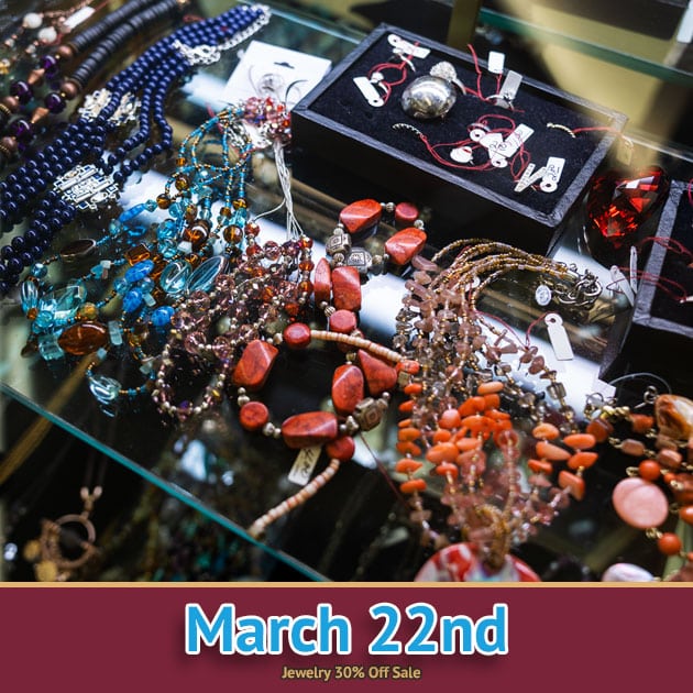 Jewelry sale at SVDP in Fond du Lac. Jewelry 30% Off Sale on 03/22/23.