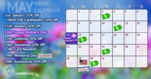 Vinny Card Calendar May 2023.