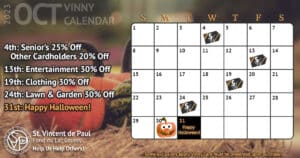 Vinny Card Calendar October 2023.