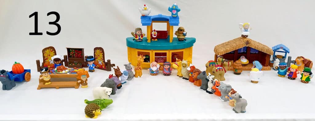 Fischer Price Little People nativity set, Noah's Ark and Thanksgiving playsets.