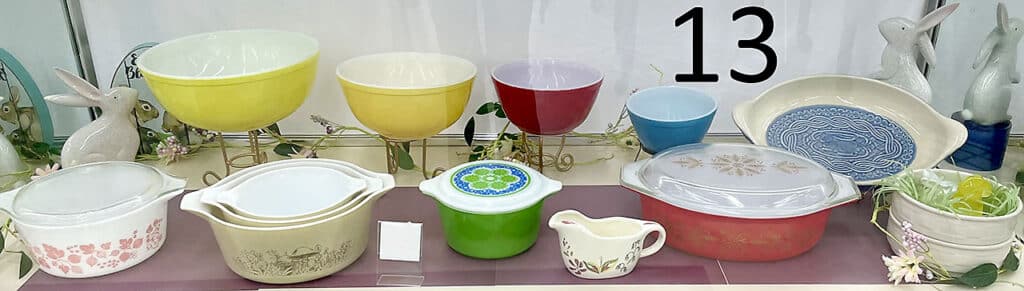 Pyrex dishes.