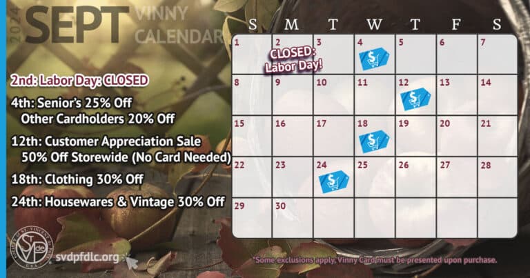 September 2024 Vinny Card Calendar: Fond du Lac Sales Events September 2024 Vinny Card Calendar: Fond du Lac Sales Events