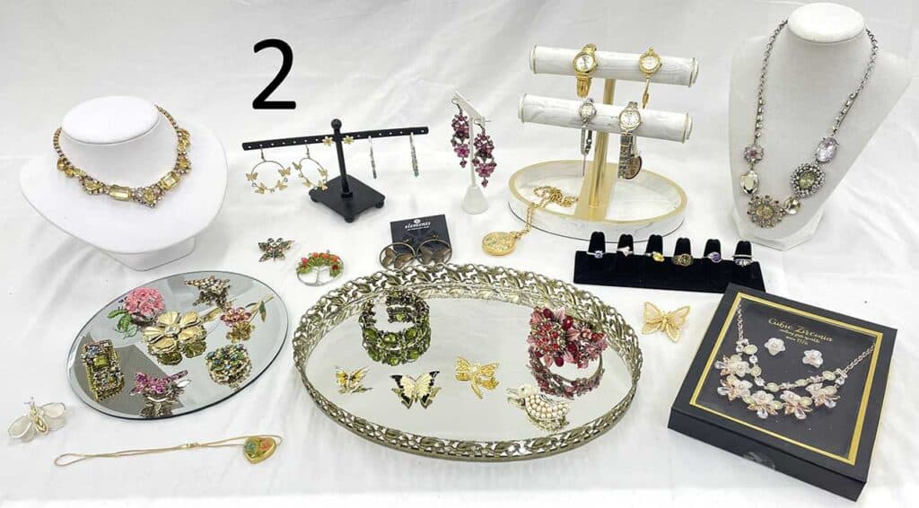 Women’s jewelry including necklaces, bracelets and rings.