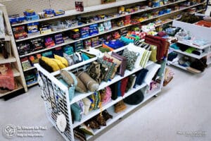 Pillows for sale at the SVDP Storewide sale (Photo Date: 04/01/2025).