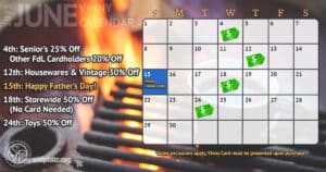 Vinny Card Calendar June 2025.
