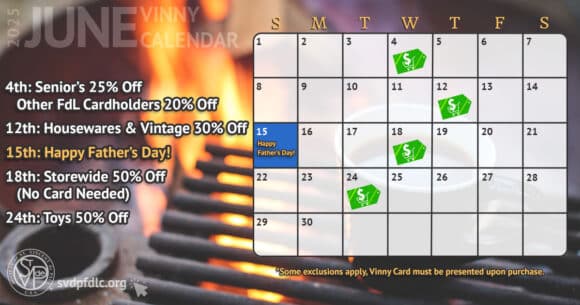 Vinny Card Calendar June 2025.