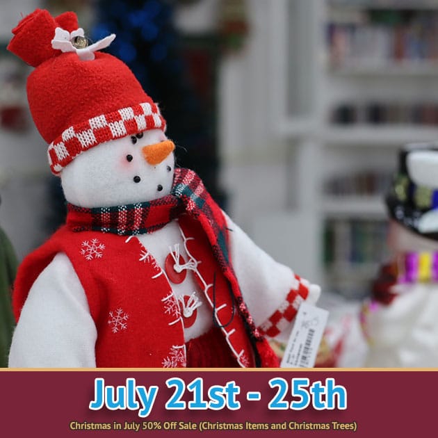 Christmas in July sale at SVDP in Fond du Lac. Christmas in July 50 percent Off Sale from 07-21 to 07-25 2025.