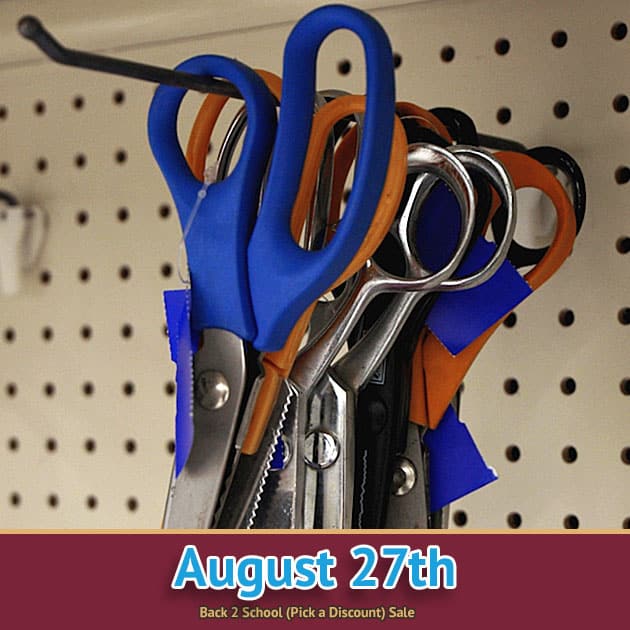 Back 2 School sale in Fond du Lac. Back 2 School (Pick a Discount) Sale on 08/27/25.