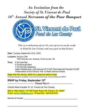 16th Annual Servants of the Poor banquet invitation.