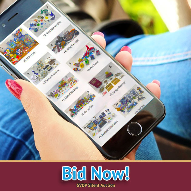 SVDP online Silent Auction for August 2025.