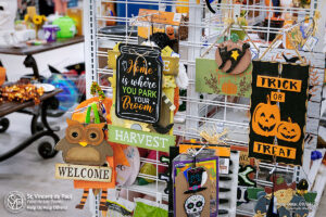 Fall Halloween decorations.