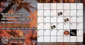 Black Friday Sale 9 Vinny Card Calendar November 2025.