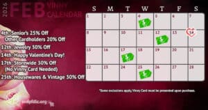 Jewelry 30% Off Sale 10 Vinny Card Calendar February 2026.