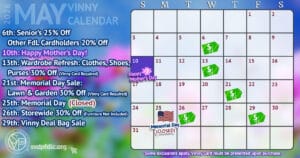 Vinny Deal Bag Sale 6 Vinny Card Calendar May 2026.