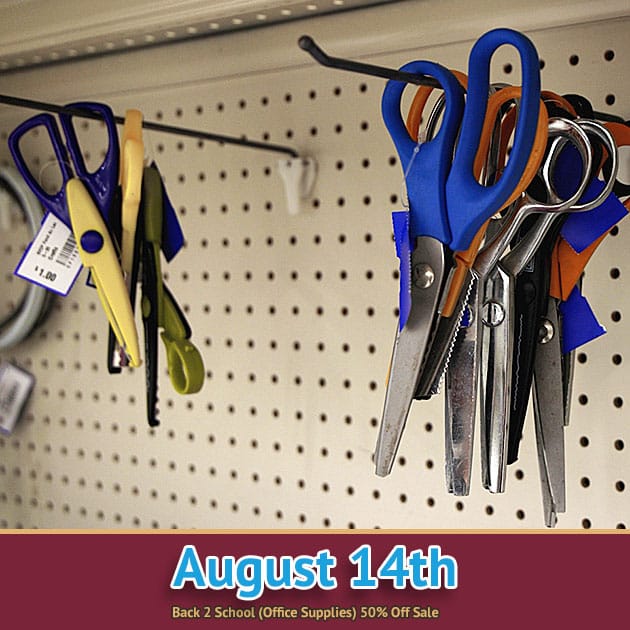 St. Vincent de Paul Fond du Lac County 1 Office Supplies sale at SVDP. Back to School (Office Supplies) 50% Off Sale on 08/14/2026.