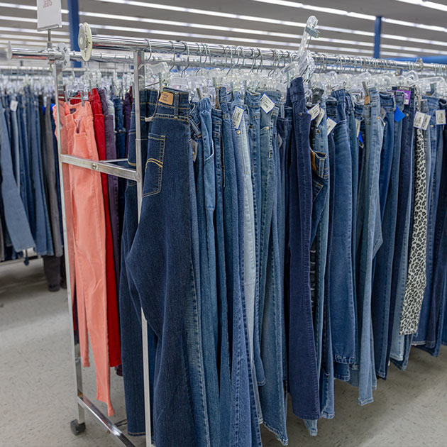 St. Vincent de Paul Fond du Lac County 2 Woman's pants rack for the Fond du Lac thrift store clothing sale.