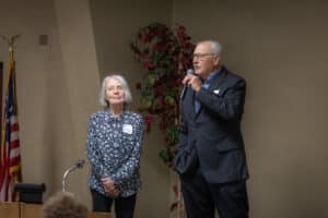 Servants of the Poor Banquet 8 Patricia "Pat" O'Hearn Service Award recipients speaking during the 2026 Servants of the Poor Banquet