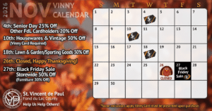 Black Friday 50% Off Storewide Sale 9 Vinny Card Calendar November 2026.
